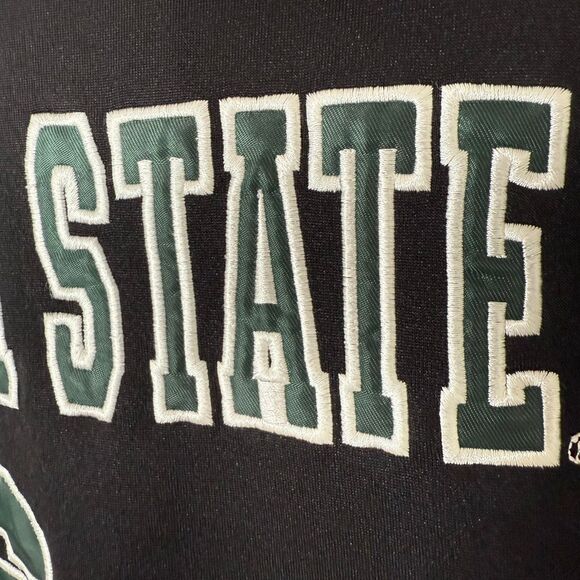 Michigan State Spartans Black Green White Embroidered Hoodie Sweatshirt Medium - Picture 5 of 6